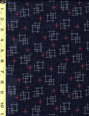 Japanese - Sevenberry Kasuri Collection - Floating Squares & Red Crosses - SB-88229D1-5 - Indigo - By the Half Yard