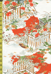 501 - Japanese Silk - Japanese Flower Cart & Floral Garden - White