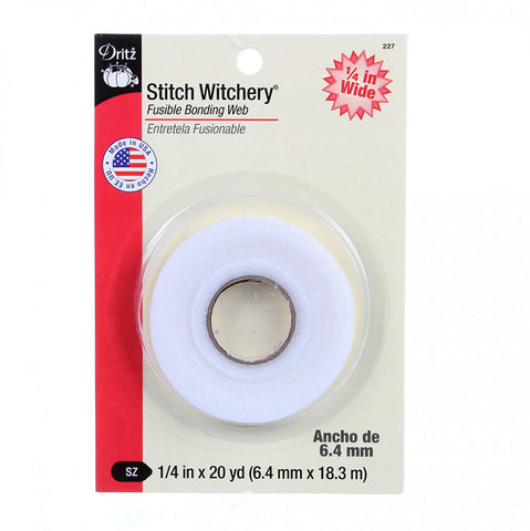 Interfacings & Stabilizers - Stitch Witchery - Double Sided Fusible Bonding Web - 1/4 inch x 20 yards (6.4mm x 18.3mm) - WHITE