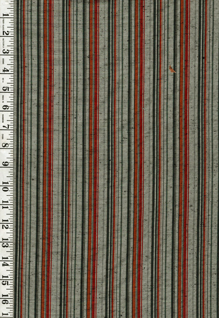 808 - Japanese Combined Weave - Multi-Stripe - Green, Red & Orange