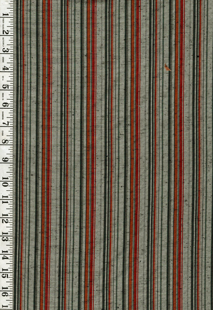 808 - Japanese Combined Weave - Multi-Stripe - Green, Red & Orange