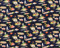 Asian Novelty - Sushi for Dinner - TX-20-10 - Dark Navy - ON SALE - SAVE 20% - By the Yard
