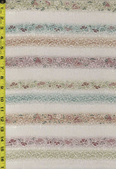 430 - Japanese Silk - Colorful Floral Stripes - Taupe