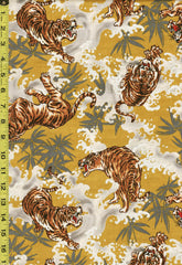 Japanese - Hokkoh Tigers, Waves & Bamboo - Dobby Weave - 1021-120-1B - Mustard