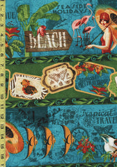 Tropical - Tropical Travelogue Stripe - ON SALE - SAVE 30%