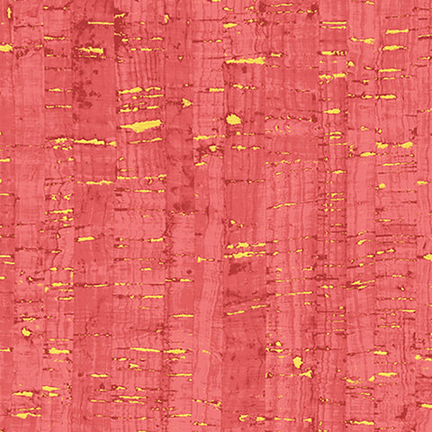 *Metallic - Uncorked - Cork Look with Metallic - 50107M-19 - Lipstick (Dark Salmon) - By the Half Yard