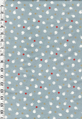Quilt Gate - Usagi Collection - Tiny Floating Bunnies & Plum Blossoms - HR3420-11C - Soft Blue Gray - By The Half Yard