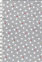 Quilt Gate - Usagi Collection - Tiny Floating Bunnies & Plum Blossoms - HR3420-11D - Gray - By the Half Yard