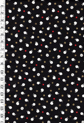 Quilt Gate - Usagi Collection - Tiny Floating Bunnies & Plum Blossoms - HR3420-11F - Black - By the Half Yard