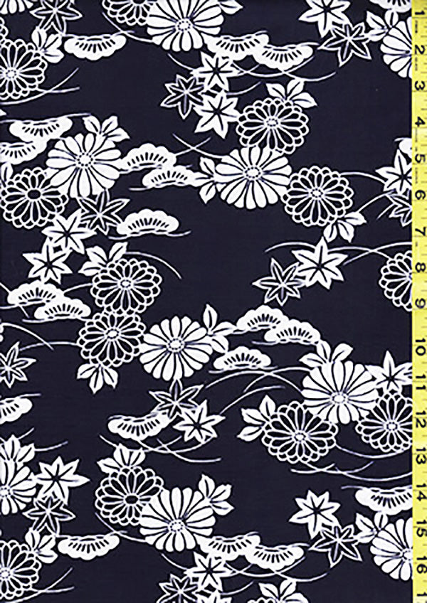 Yukata Fabric - 0014 - Mums, Maples & Pines