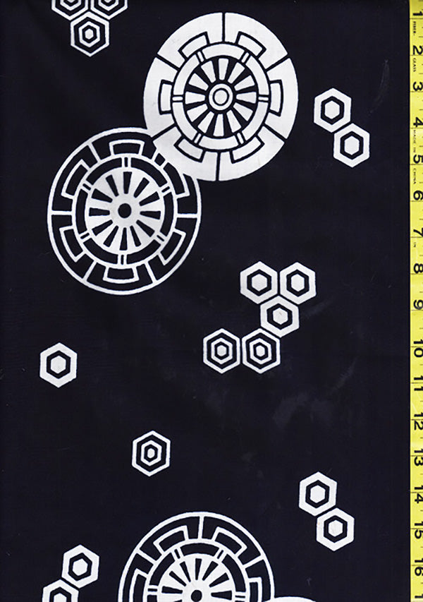 Yukata Fabric - 0022 - Floating Wheels & Hexagons