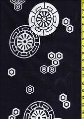 Yukata Fabric - 0022 - Floating Wheels & Hexagons