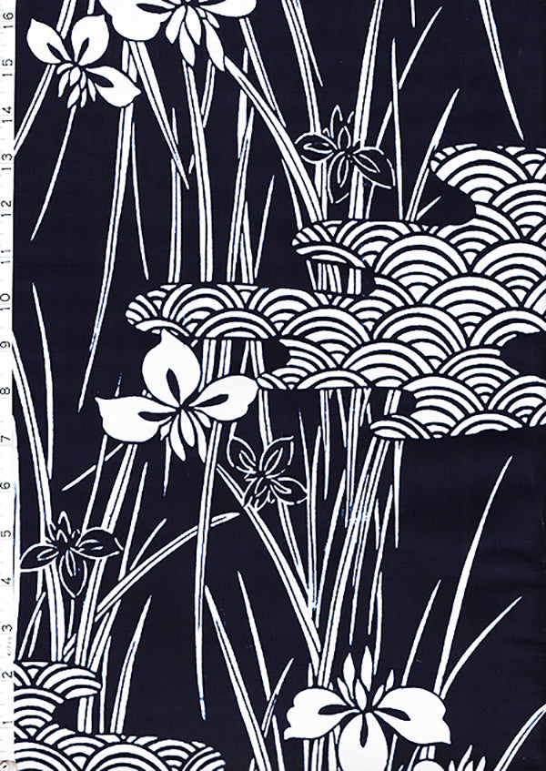 Yukata Fabric - 0025 - Iris & Clamshell Clouds