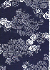 Yukata Fabric - 046 - Peonies & Floating Mums