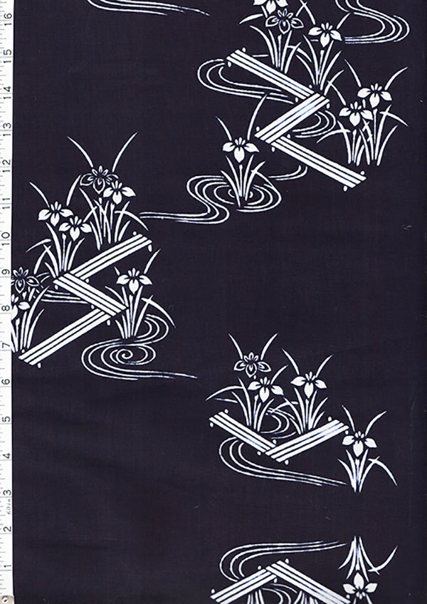 Yukata Fabric - 084 - Iris Stream with Benches