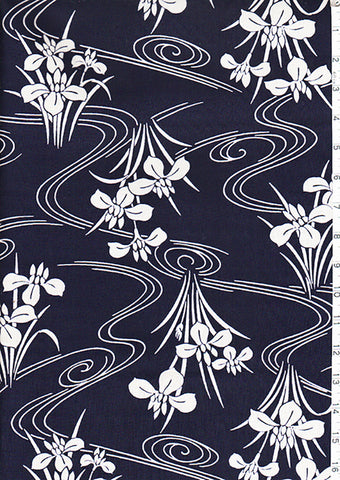 Yukata Fabric - 090 - Iris & River Swirls