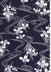 Yukata Fabric - 090 - Iris & River Swirls - Last 2 7/8 Yards