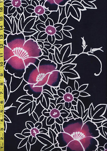 Yukata Fabric - 095 - Fuchsia Camelias
