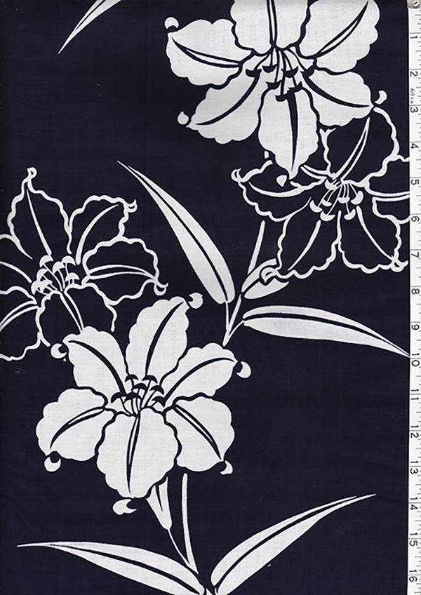 Yukata Fabric - 0129 - White Lilies