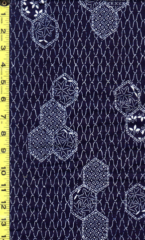 Yukata Fabric - 524 - Fishnet & Hexagons - Indigo