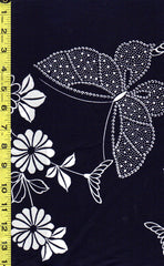 Yukata Fabric - 525 - Butterflies & Flowers - Indigo