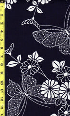 Yukata Fabric - 525 - Butterflies & Flowers - Indigo