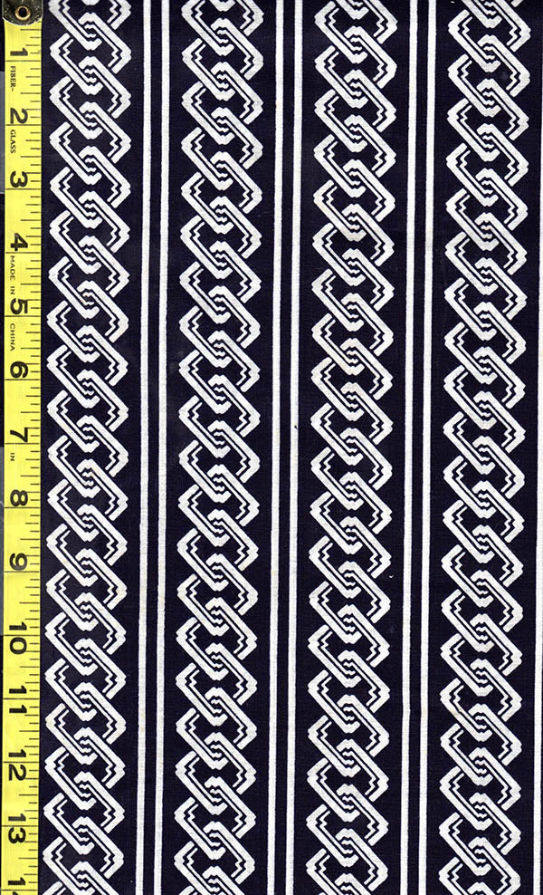 Yukata Fabric - 505- Interlocking Chain Columns - Dark Indigo (almost reads black)