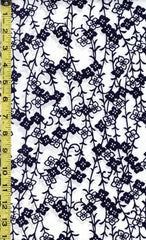 Yukata Fabric - 502 - Small Persimmon Flowers on Leafy Vines - White