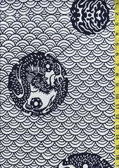 Yukata Fabric - 061 - Dragons & Wave Design