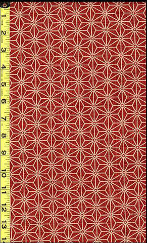 Japanese - Traditional - Tan Asanoha - KW-3655-1C - Brick - Last 1 7/8 Yards