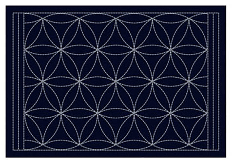 Sashiko Placemat Sampler - L-2004 - Navy - Interlocking Petals