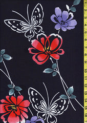 Yukata Fabric - 0101 - Butterflies & Colorful Flowers