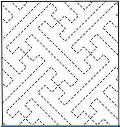 Sashiko Pre-printed Sampler (Olympus) - # 004 Saya-gata (Key Maze) - White