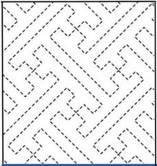 Sashiko Pre-printed Sampler (Olympus) - # 004 Saya-gata (Key Maze) - White