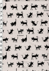 Japanese Novelty - Cocoland SMALL Wide-Eyed Cats - Cotton-Linen - CO-10016-2A- NATURAL