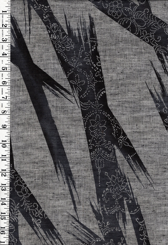 1001 - Japanese Silk - Silk Blend - Tsumugi Dotted Floral Ribbons - Gray