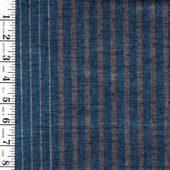 1005 - Japanese Silk - Silk Blend - Tsumugi Stripes - Blue, Brown & Black