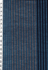 1005 - Japanese Silk - Silk Blend - Tsumugi Stripes - Blue, Brown & Black