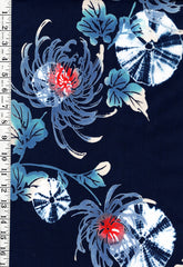 Yukata Fabric - 1006 - Spider Lilies & Sand Dollars - Traditional 14" wide - Indigo