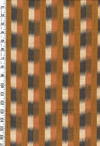 1006 - Japanese Silk - Tsumugi  Woven Stripes - Gold Orche & Gray