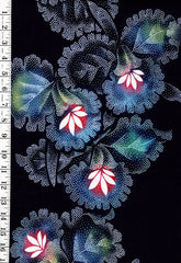 Yukata Fabric - 1007 - Tiny Dotted Orchids - Traditional 14" wide - Indigo