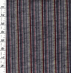 1008 - Japanese Silk - Silk Blend - Tsumugi Stripes - Purple, Maroon, Gray