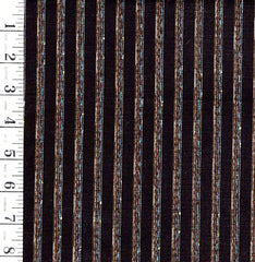 1009 - Japanese Silk - Silk Blend - Tsumugi Stripes - Espresso Brown & Multi-Colored Stripes