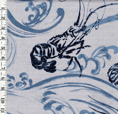 Japanese - Hokkoh Lobsters & Crested Waves - Dobby Weave - 1026-110-3C-Gray - By the Half Yard