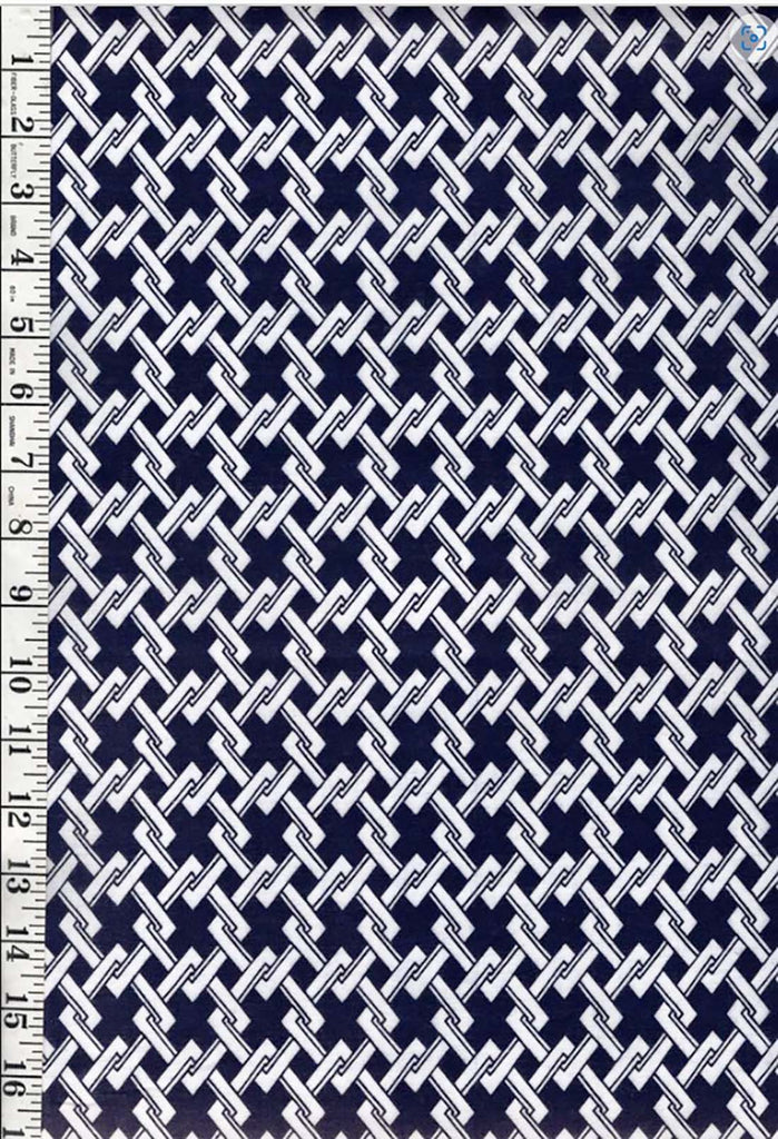 1027- Yukata Fabric - Interlocking Diamonds - Traditional 14" wide - Dark Indigo - By the Half Yard