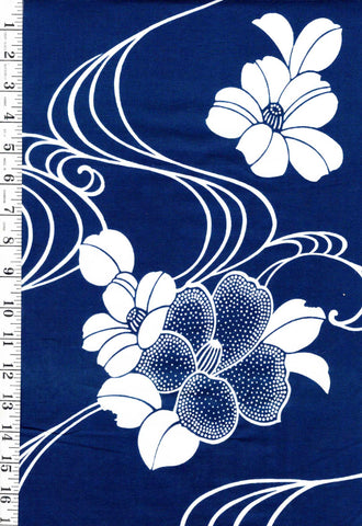 1029- Yukata Fabric - Camelias & River Swirls - Traditional 14