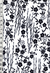 1030- Yukata Fabric - Blossoms & Long Grasses - Traditional 14" wide - White - By the Half Yard