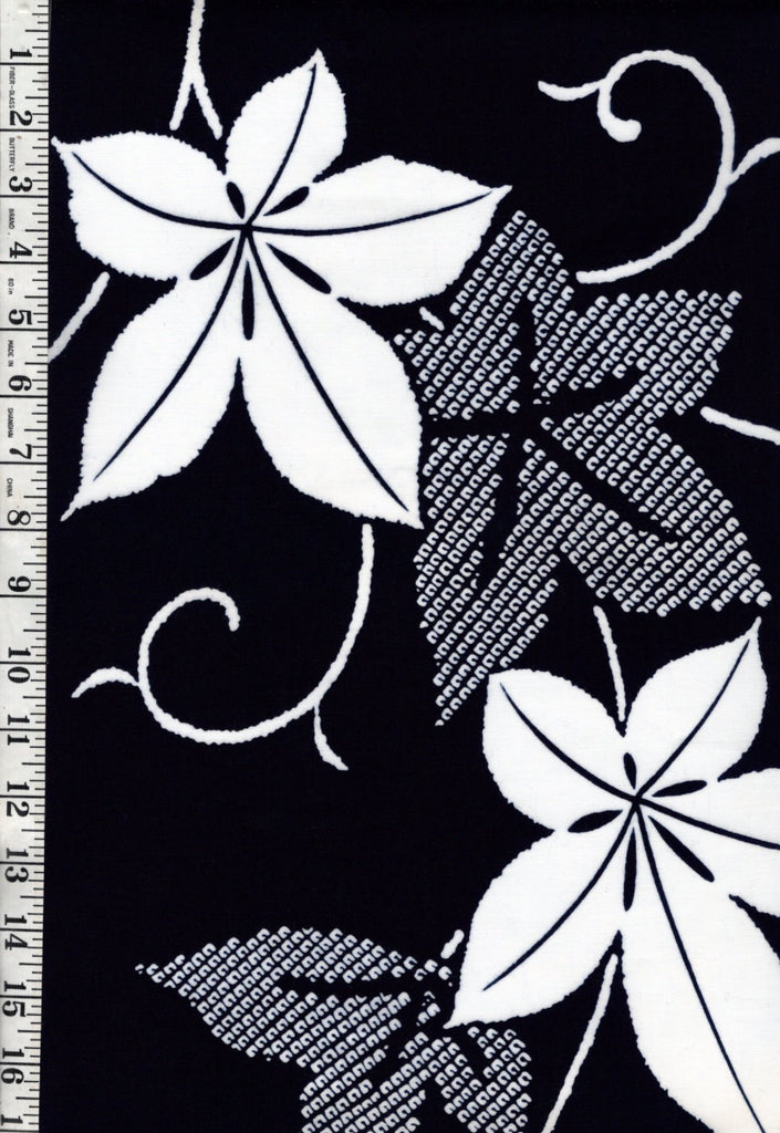 1031 - Yukata Fabric - Large Maple Leaves - Shibori Motif - Traditional 14" wide - Indigo - By the Half Yard