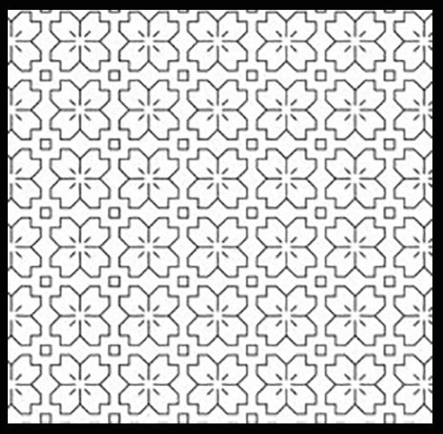 Sashiko Pre-printed Sampler - Hitome-Zashi - Cherry Blossom (Sakura-no-hana) # 1033 - White