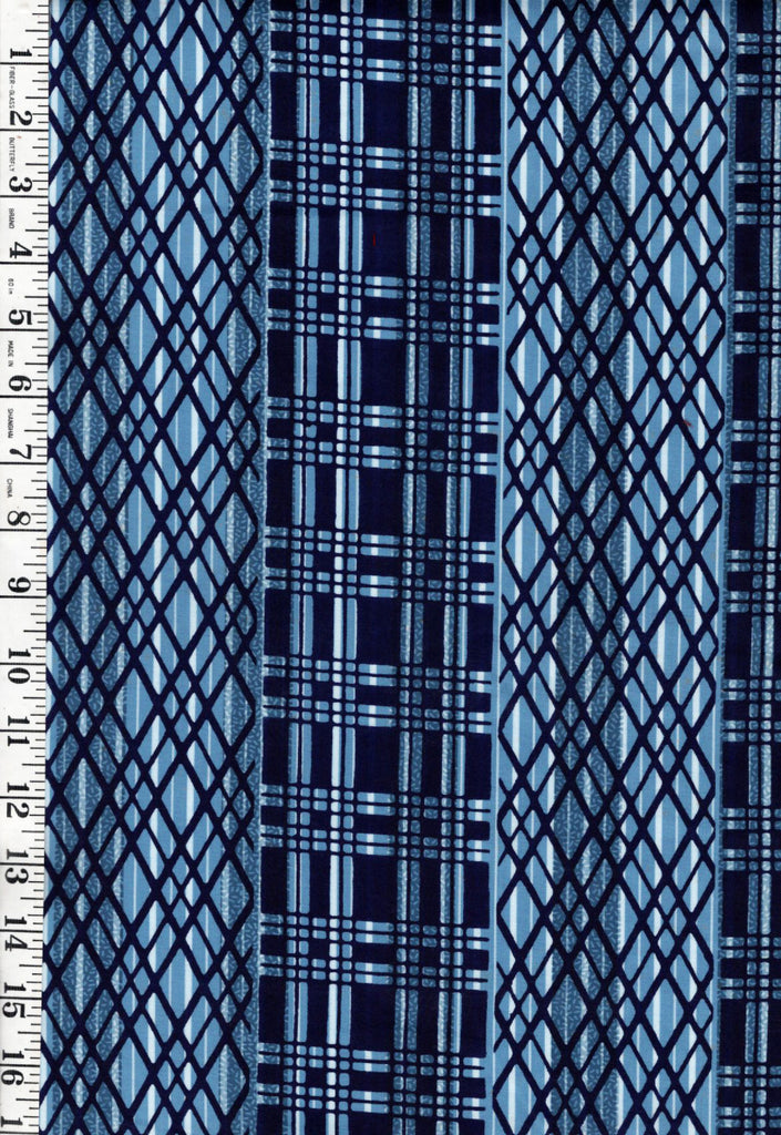 1041 - Yukata Fabric - Geometric Columns - Traditional 14" wide - Indigo - By the Half Yard (Copy)